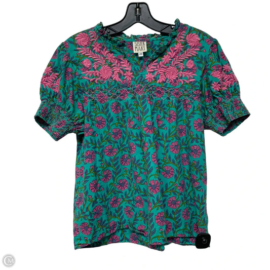 Top Short Sleeve By Sister Mary In Green & Pink, Size: Xs