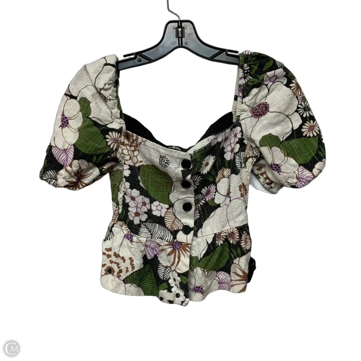 Top Short Sleeve By Maje In Cream & Green, Size: Xs