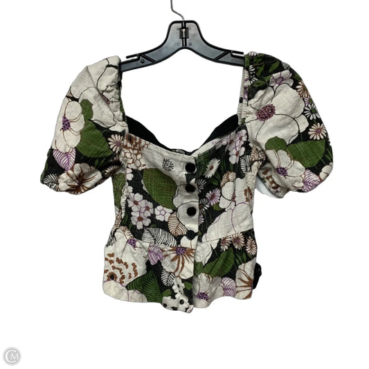 Top Short Sleeve By Maje In Cream & Green, Size: Xs
