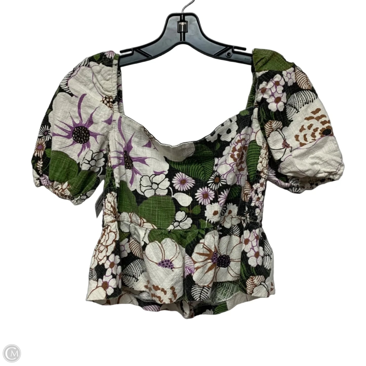 Top Short Sleeve By Maje In Cream & Green, Size: Xs