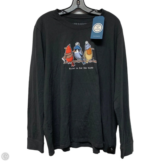 Top Long Sleeve By Life Is Good In Grey, Size: 1x