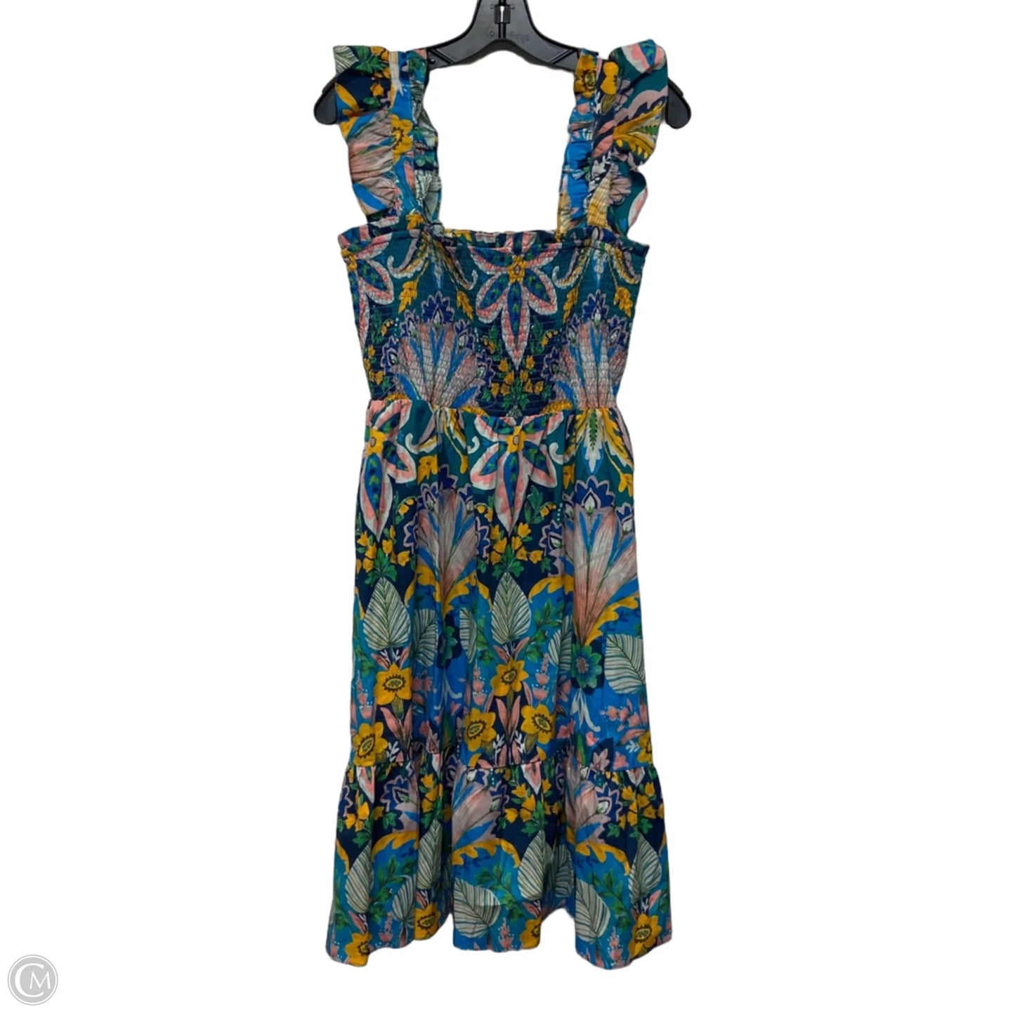 Dress Casual Midi By Nanette Lepore In Blue & Yellow, Size: L