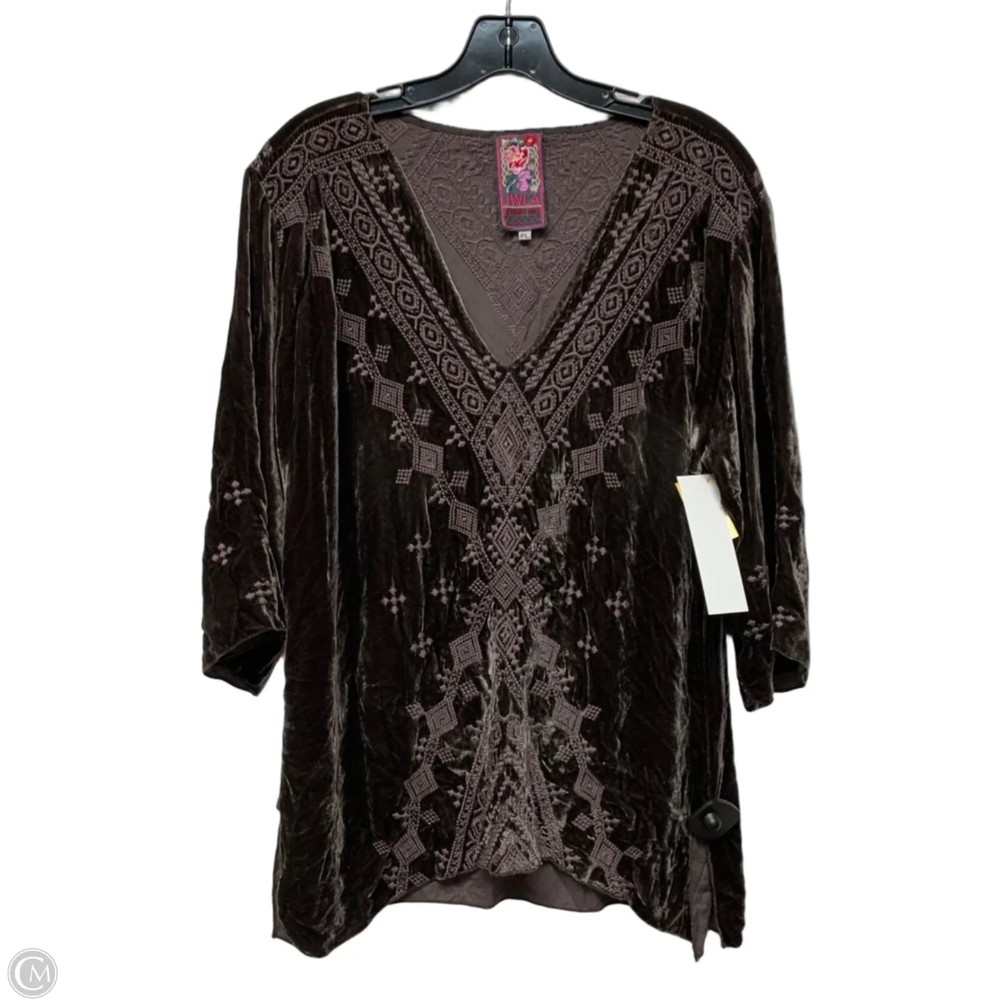 Top 3/4 Sleeve Designer By Johnny Was In Brown & Purple, Size: Lp