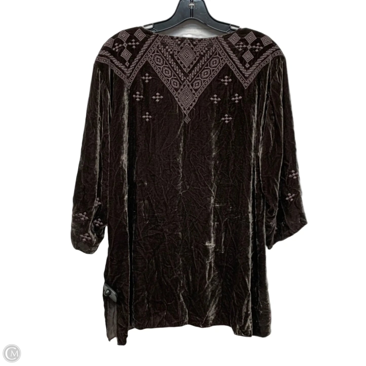 Top 3/4 Sleeve Designer By Johnny Was In Brown & Purple, Size: Lp