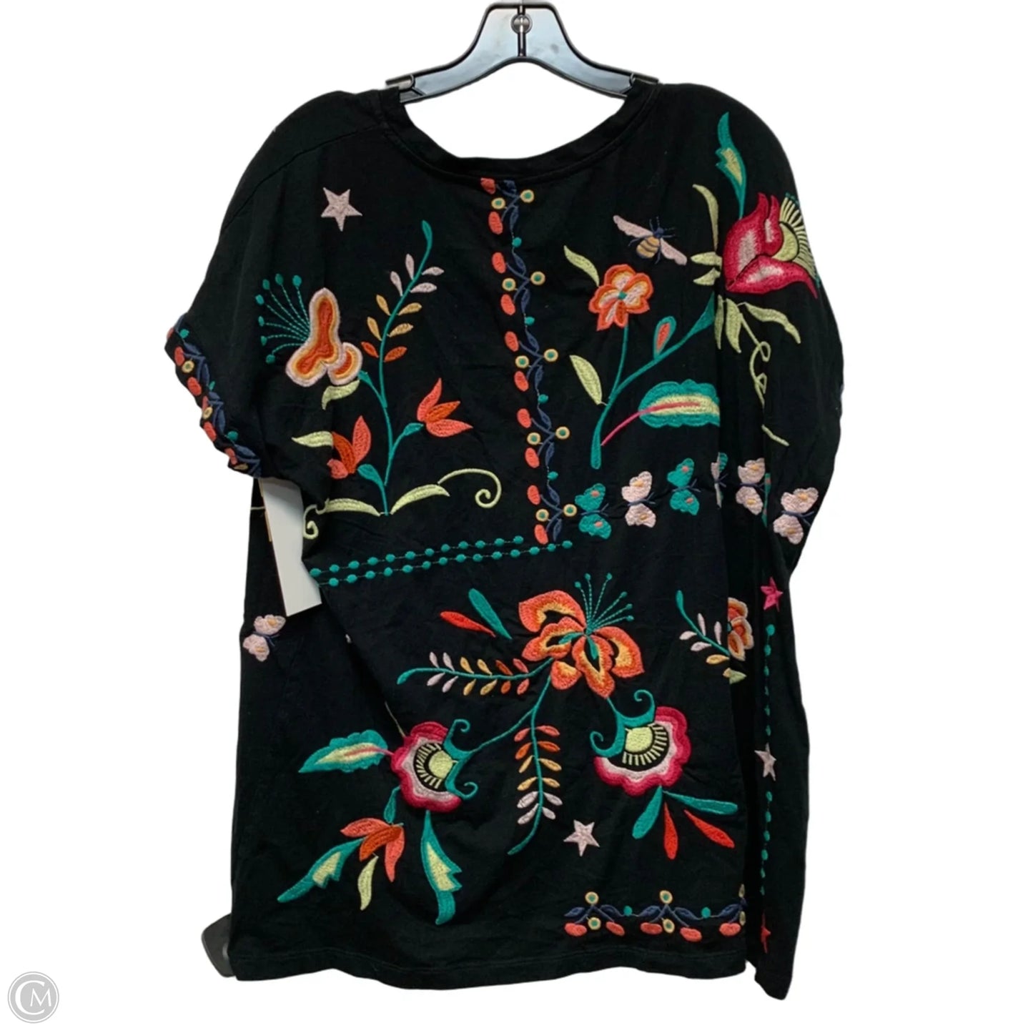 Top Short Sleeve Designer By Johnny Was In Floral Print, Size: 1x