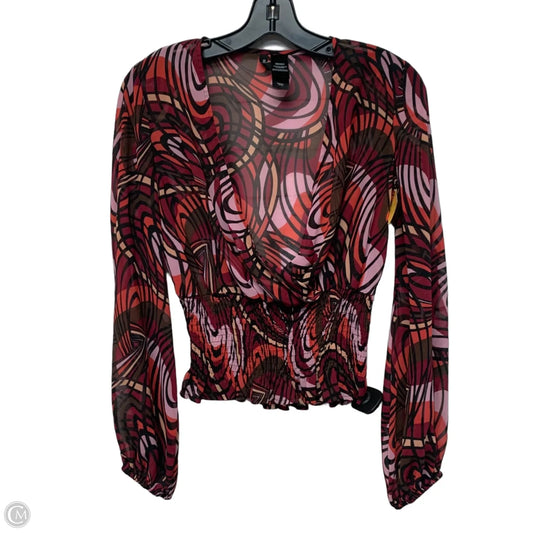 Top Long Sleeve By Bisou Bisou In Orange & Pink, Size: Xs