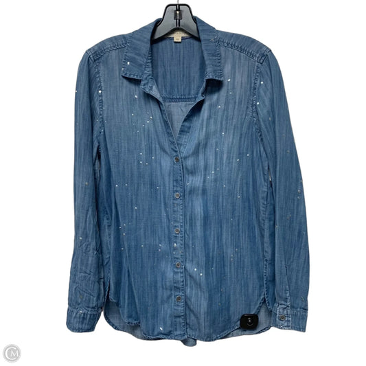 Top Long Sleeve By Cloth & Stone In Blue & Silver, Size: Xs