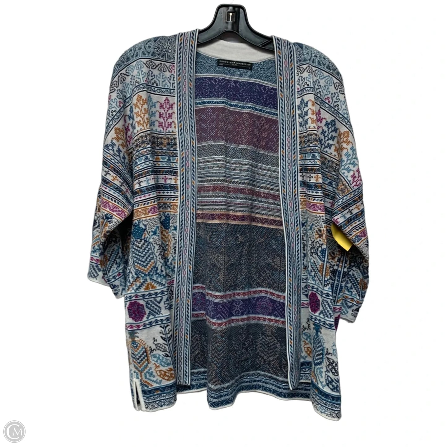 Sweater Cardigan By Peruvian Connection In Blue & Purple, Size: L
