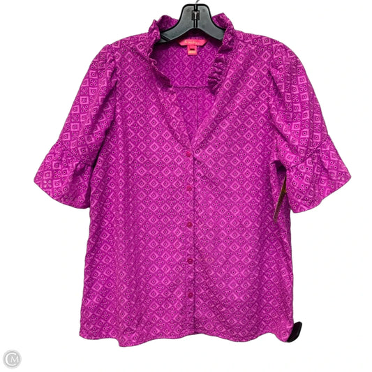 Top Short Sleeve Designer By Lilly Pulitzer In Purple, Size: M