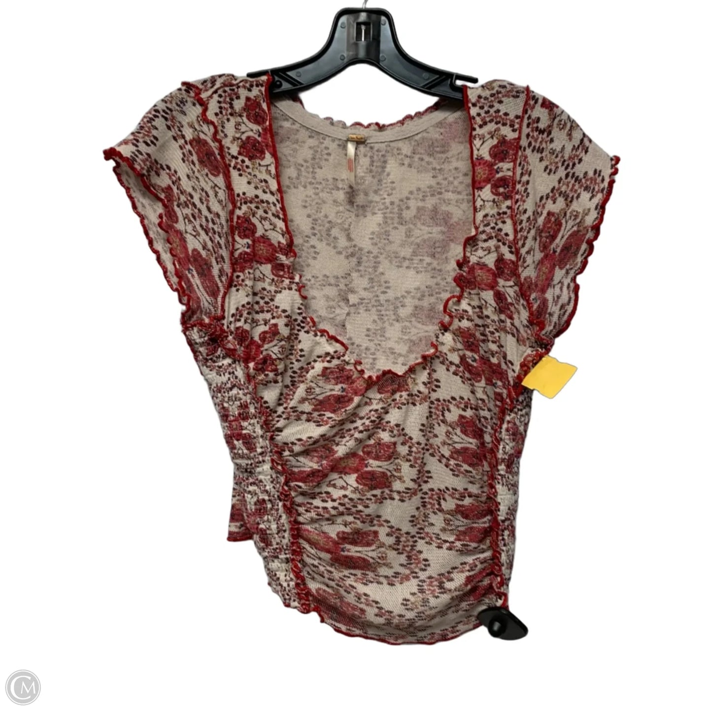 Top Short Sleeve By Free People In Cream & Red, Size: S