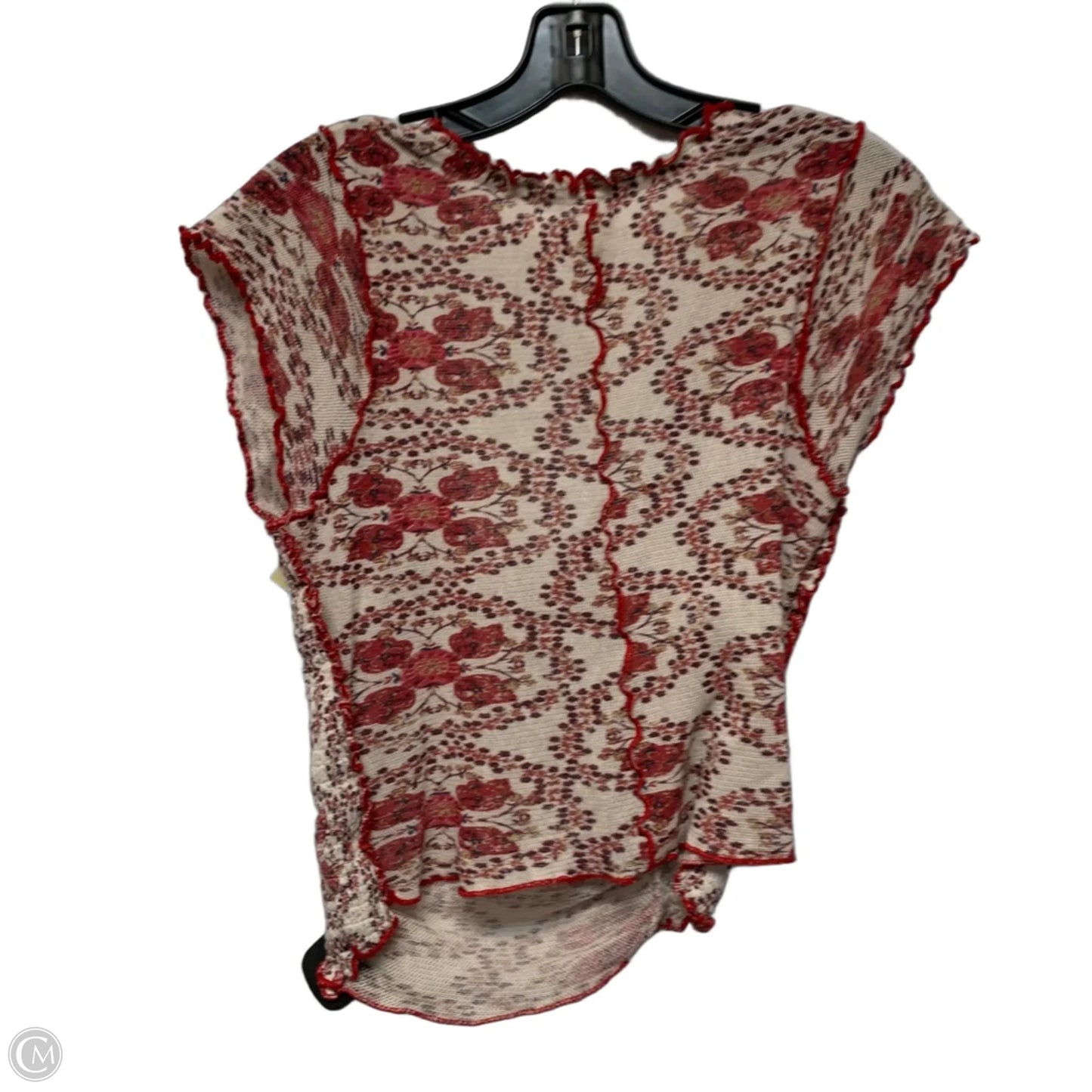 Top Short Sleeve By Free People In Cream & Red, Size: S