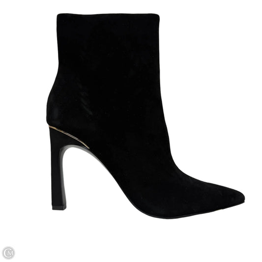 Boots Ankle Heels By Nine West In Black & Gold, Size: 9
