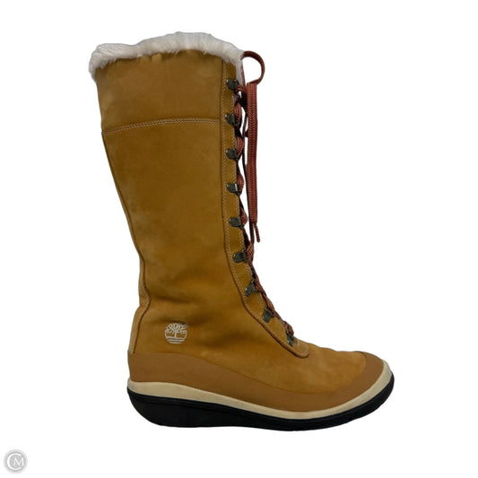 Boots Knee Flats By Timberland In Tan & White, Size: 8