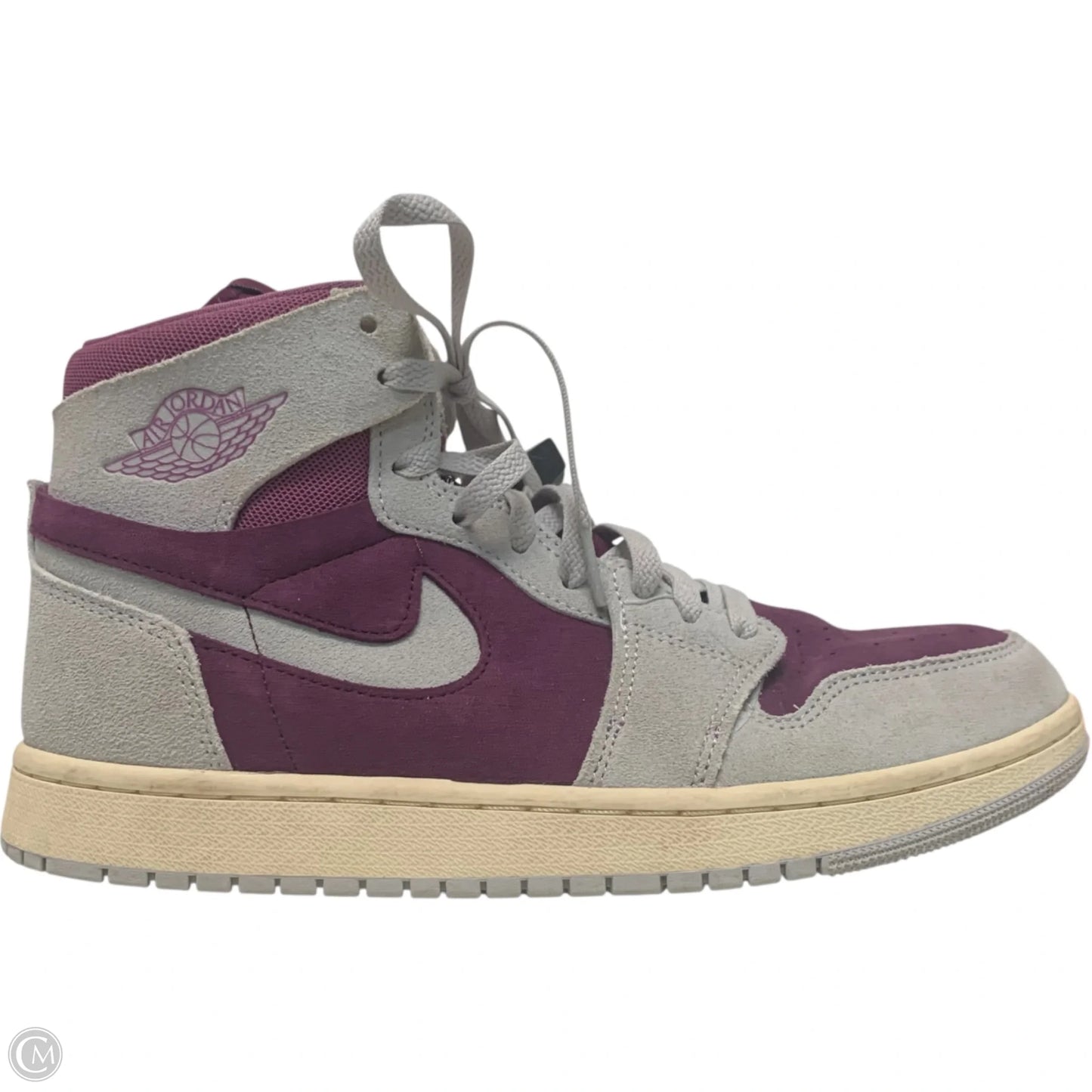 Shoes Luxury Designer By Jordan In Grey & Purple, Size: 10