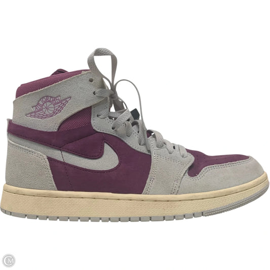 Shoes Luxury Designer By Jordan In Grey & Purple, Size: 10
