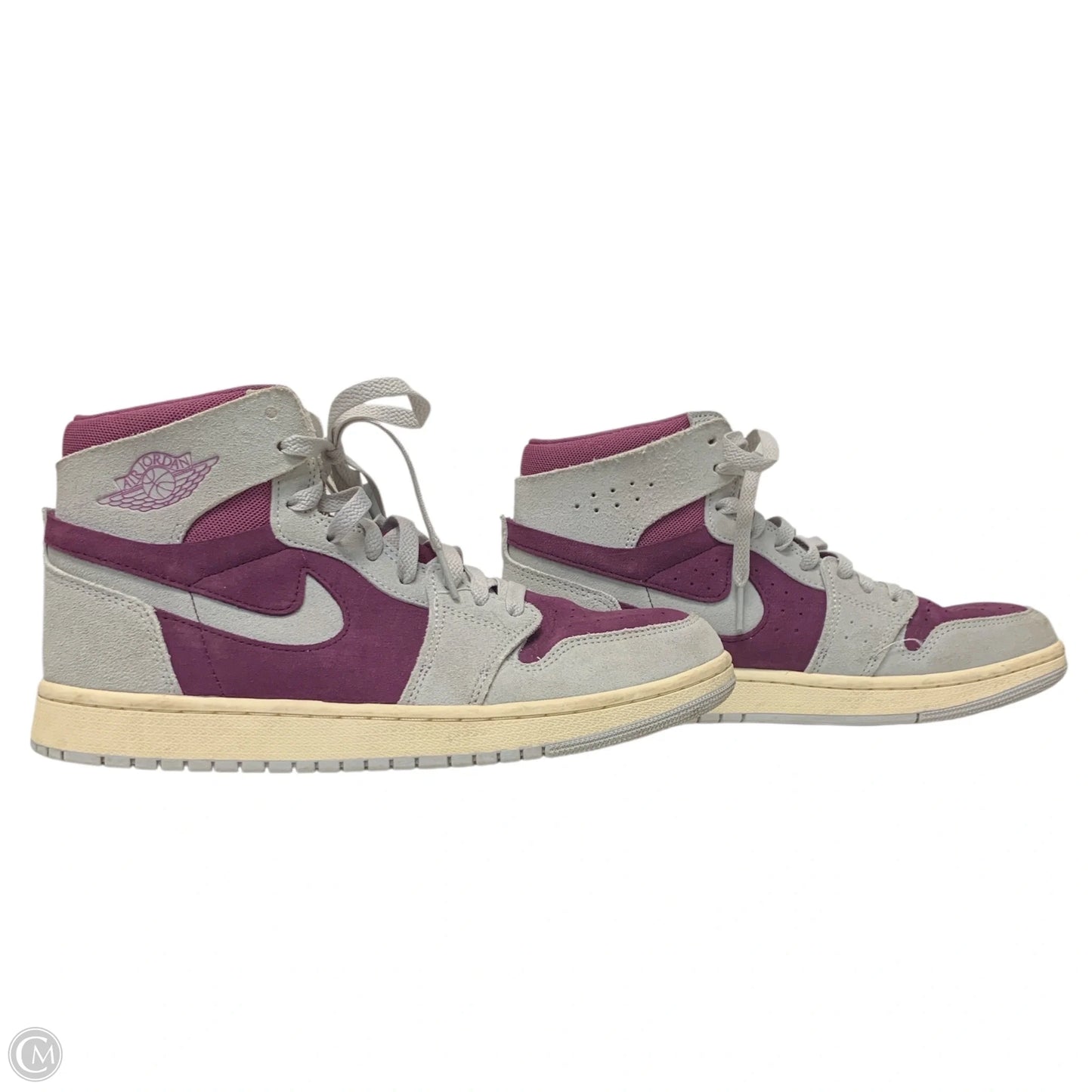 Shoes Luxury Designer By Jordan In Grey & Purple, Size: 10