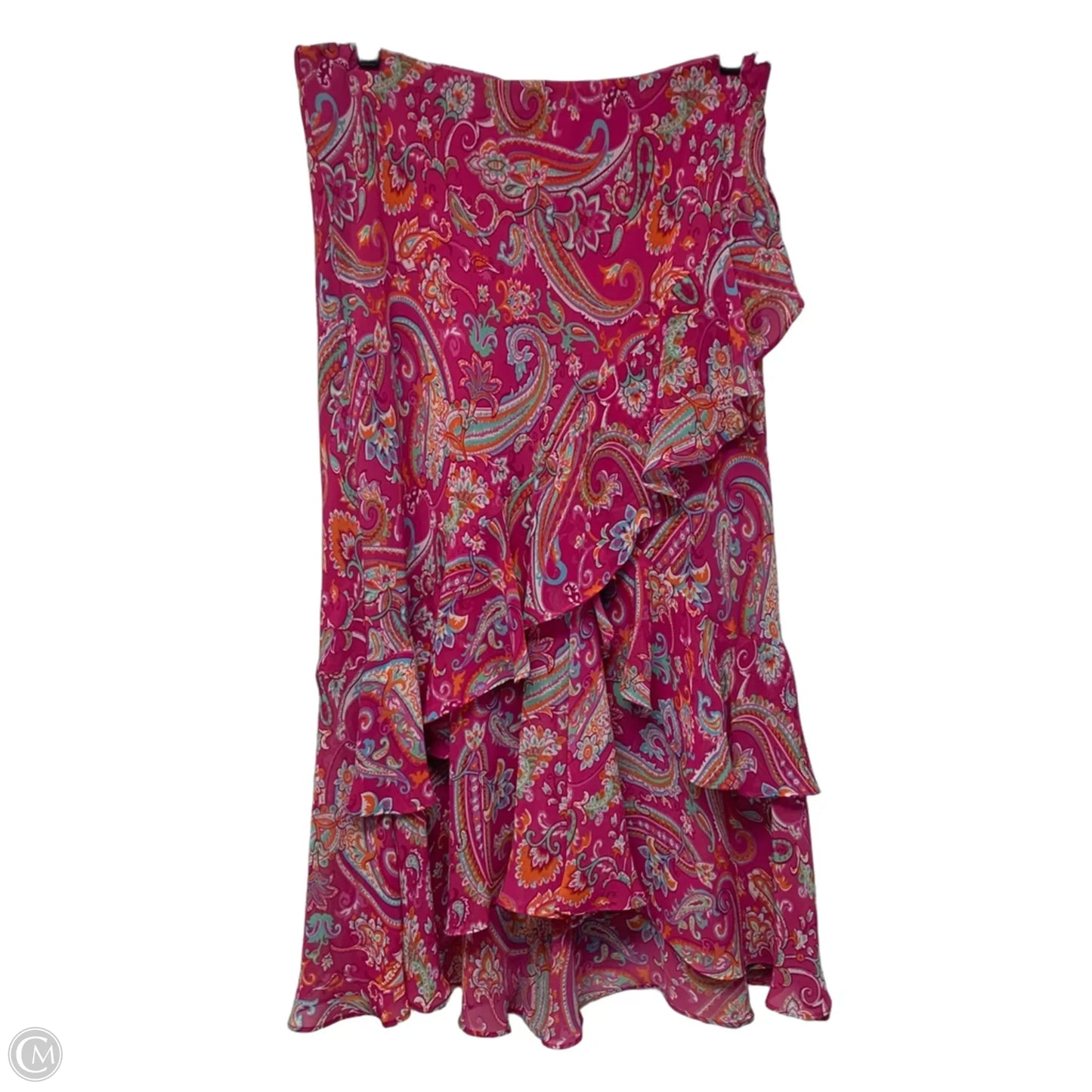 Skirt Midi By Chaps In Orange & Pink, Size: M