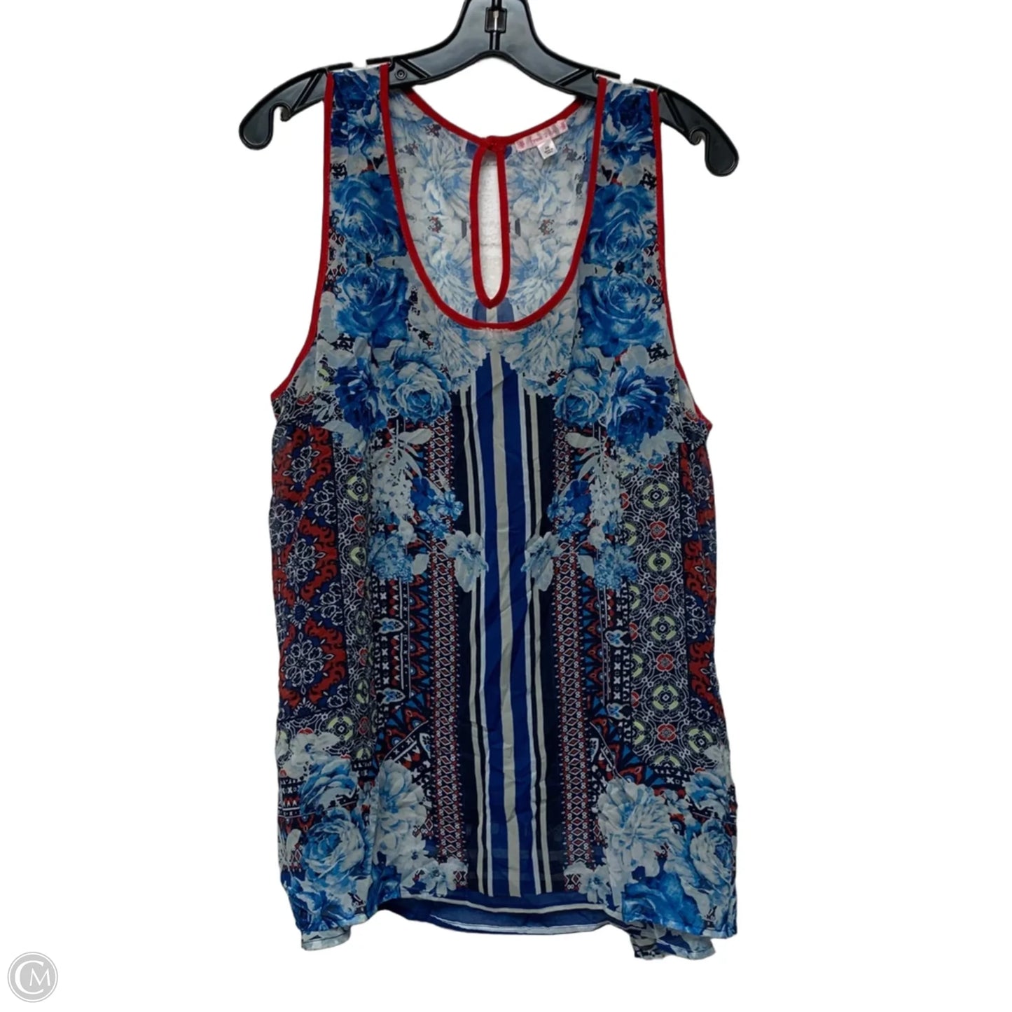 Top Sleeveless By Free 2 Luv In Blue & Red, Size: 2x