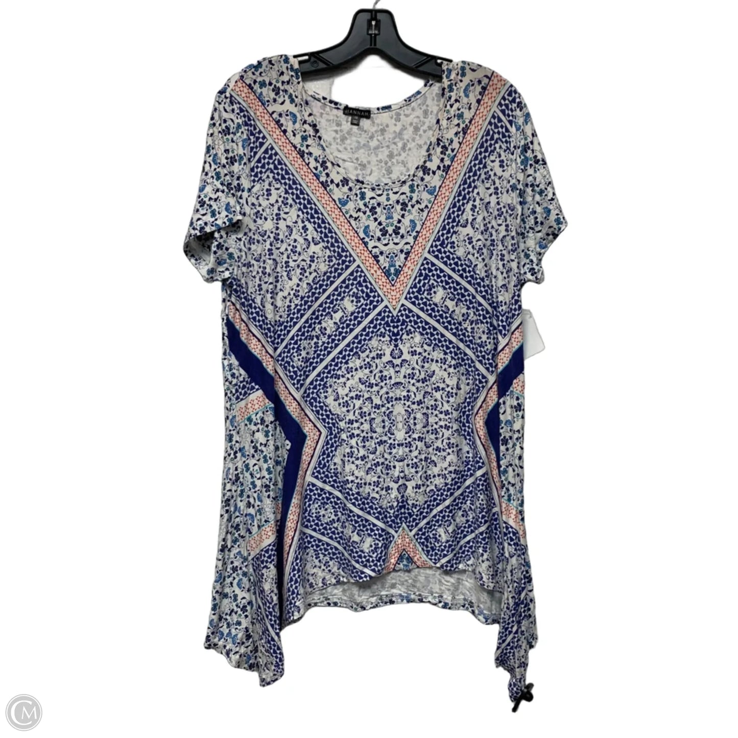 Top Short Sleeve By Hannah In Blue & Red, Size: 1x
