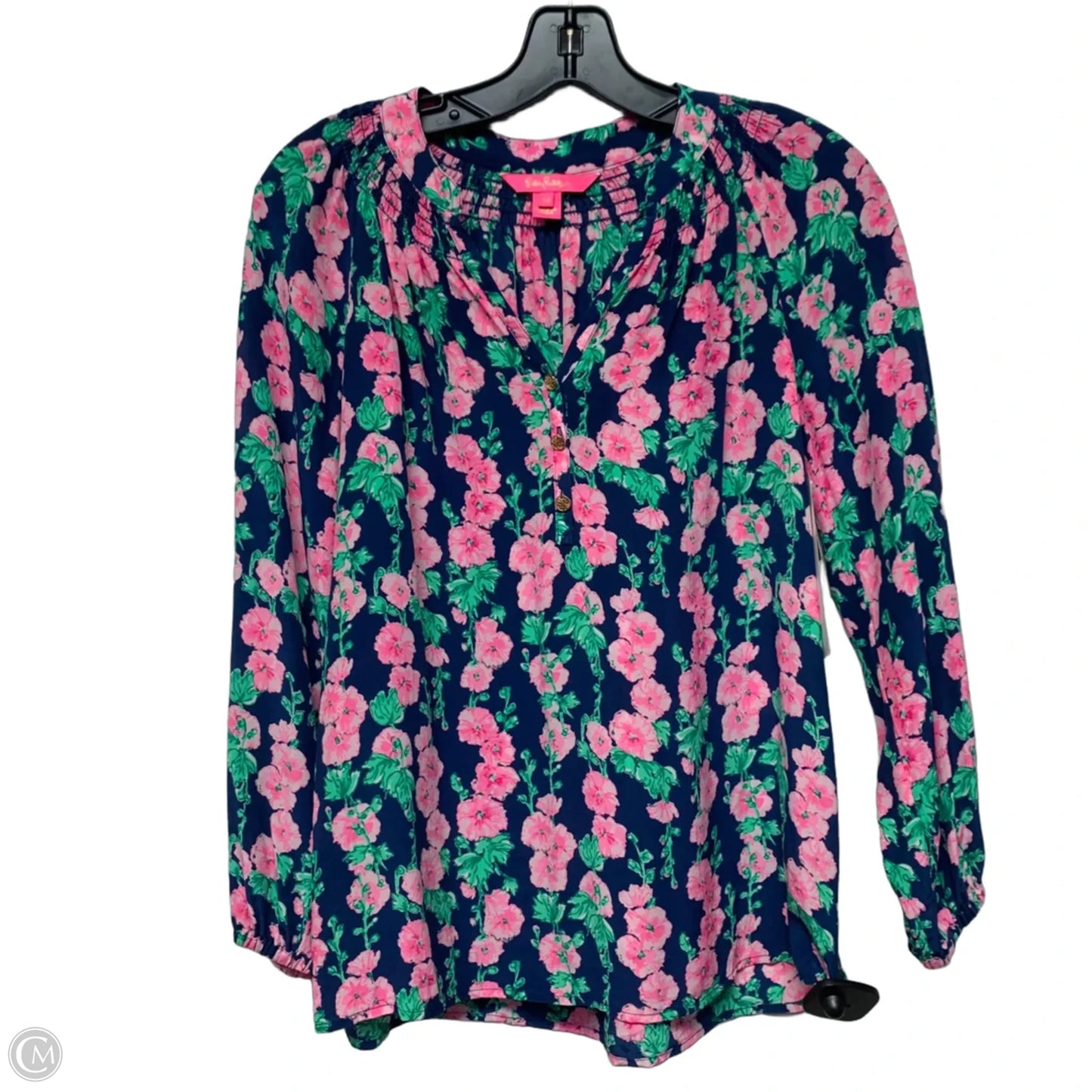Top Long Sleeve Designer By Lilly Pulitzer In Blue & Pink, Size: Xs