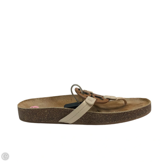 Sandals Designer By Tory Burch In Brown & Cream, Size: 9