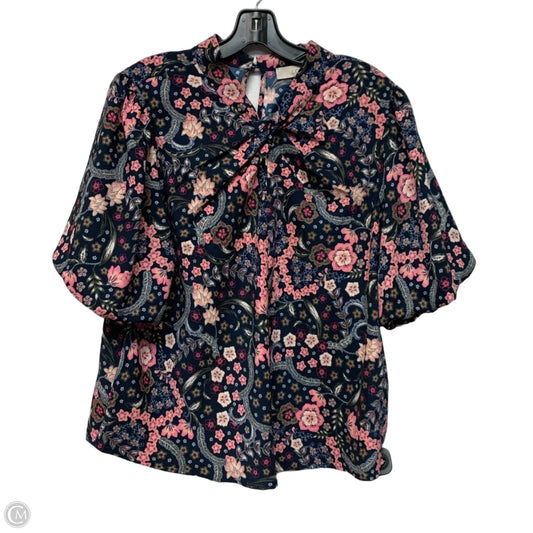 Blouse Short Sleeve By Loft In Floral Print, Size: L