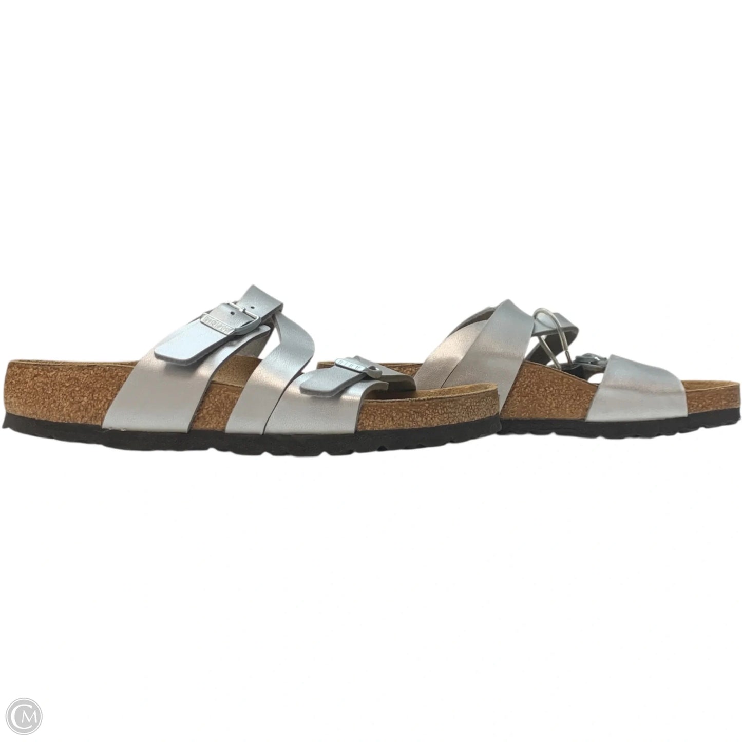 Sandals Flats By Birkenstock In Silver, Size: 8.5