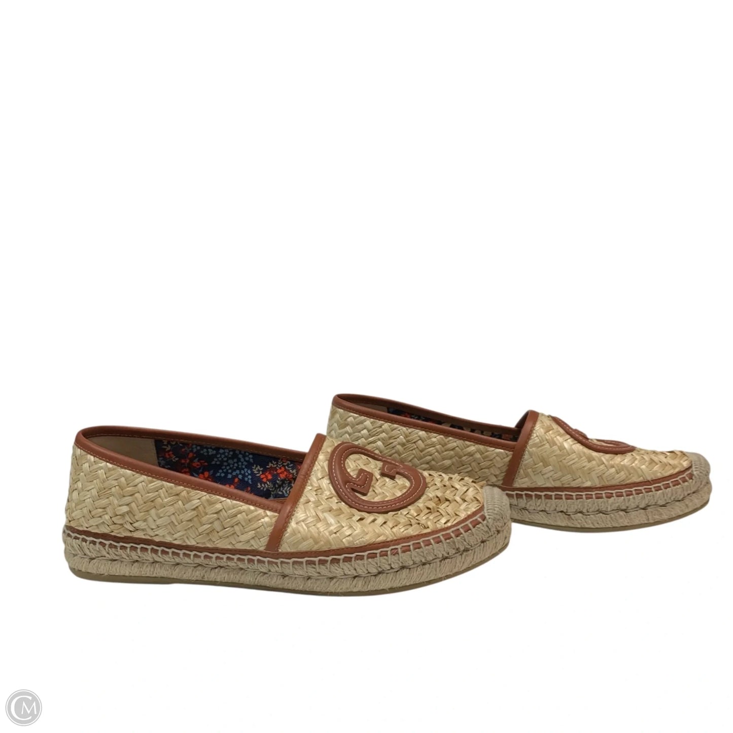 Shoes Luxury Designer By Gucci In Brown & Tan, Size: 8.5