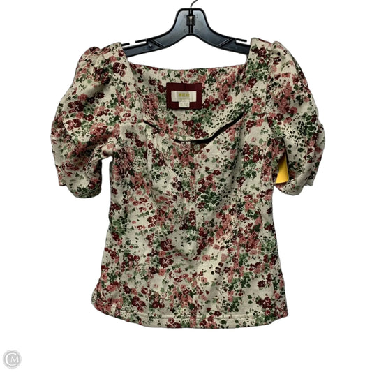 Top Short Sleeve By Maeve In Cream & Red, Size: S