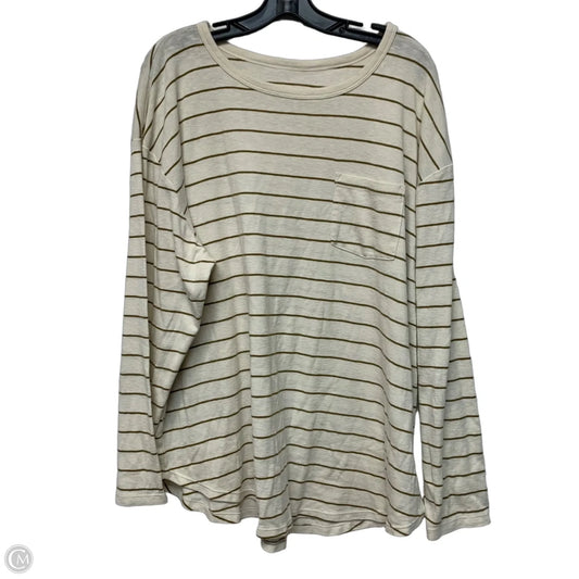 Top Long Sleeve By Ava & Viv In Brown & Cream, Size: 2x