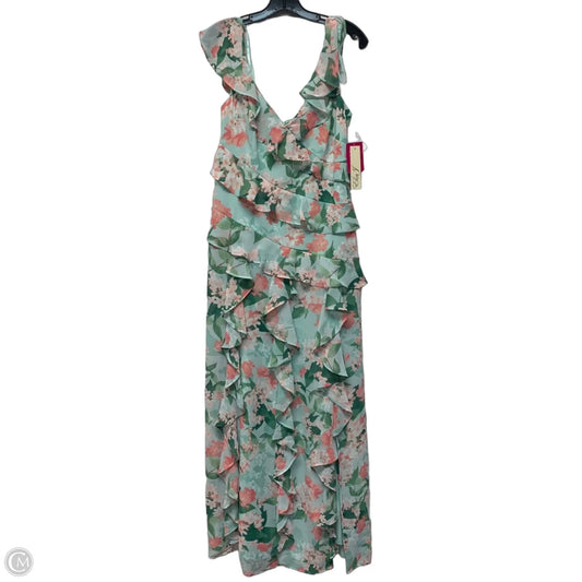 Dress Party Long By Eliza J In Green & Pink, Size: M