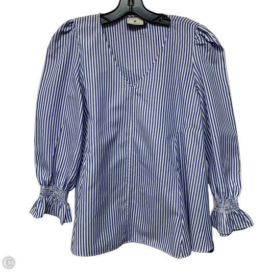 Blouse Designer By Tuckernuck In Blue & White, Size: S