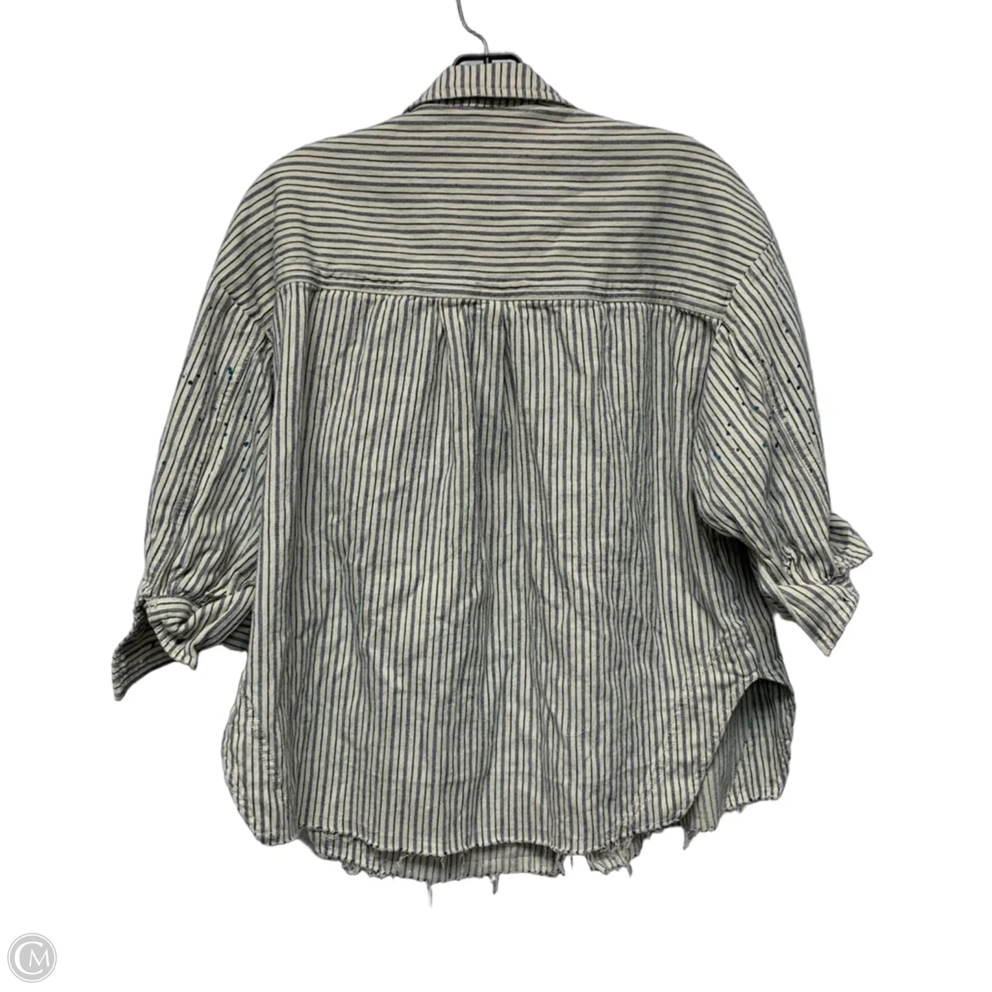 Top Long Sleeve By Pilcro In Blue & Cream, Size: S
