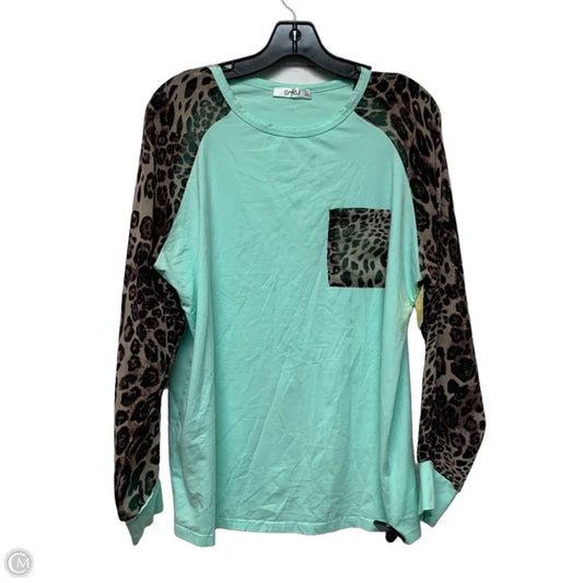 Top Long Sleeve In Teal, Size: 2x
