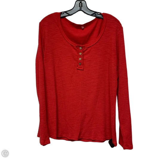 Top Long Sleeve In Red, Size: 2x