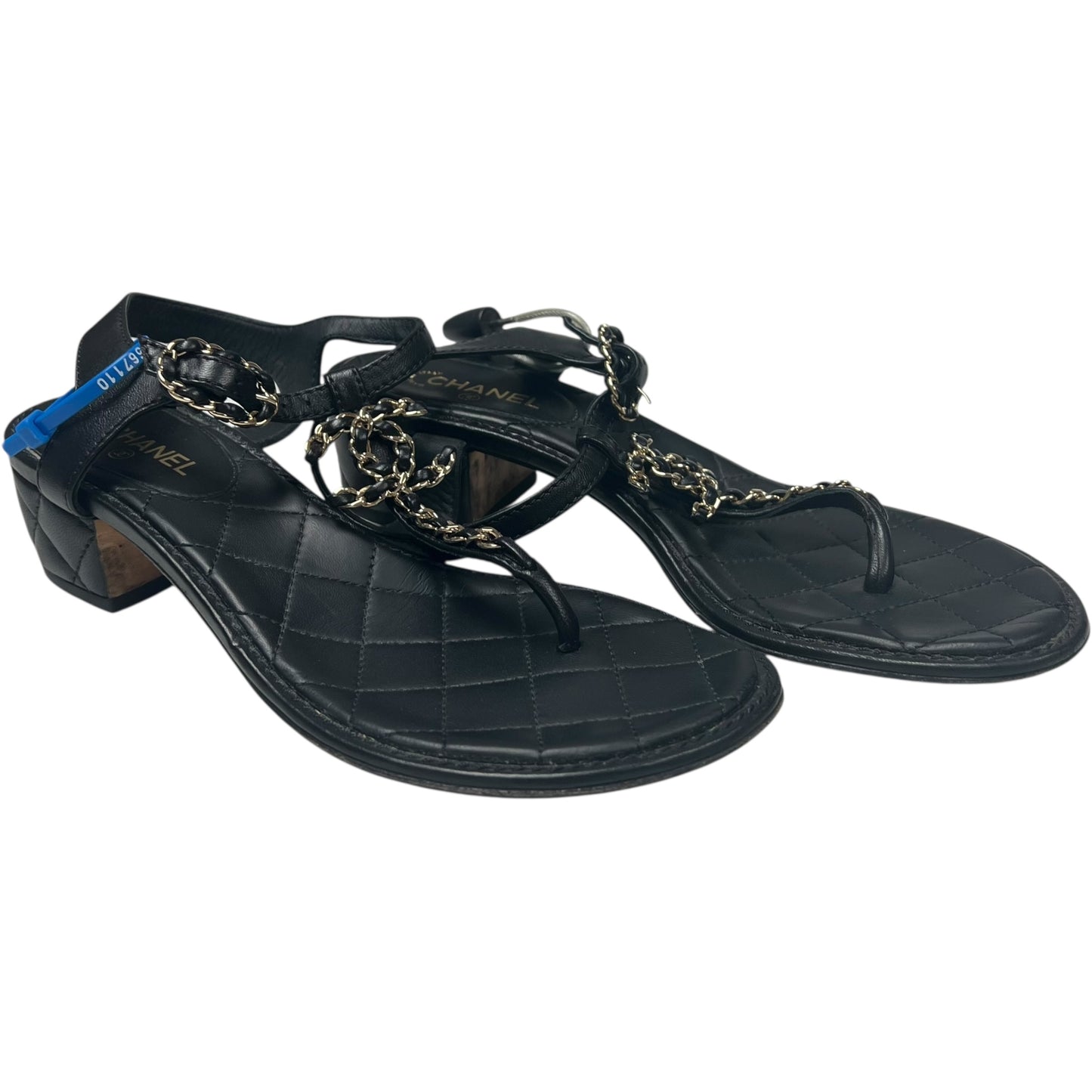 Sandals Luxury Designer By Chanel In Black, Size: 6