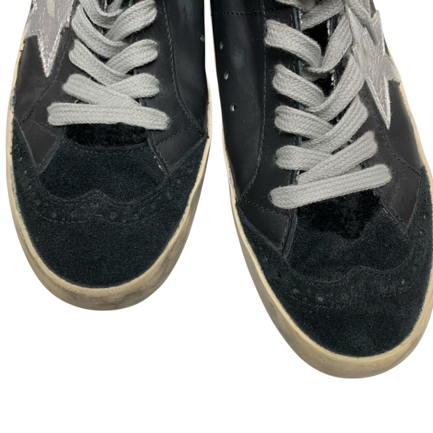 Shoes Luxury Designer By Golden Goose In Black & Silver, Size: 7.5