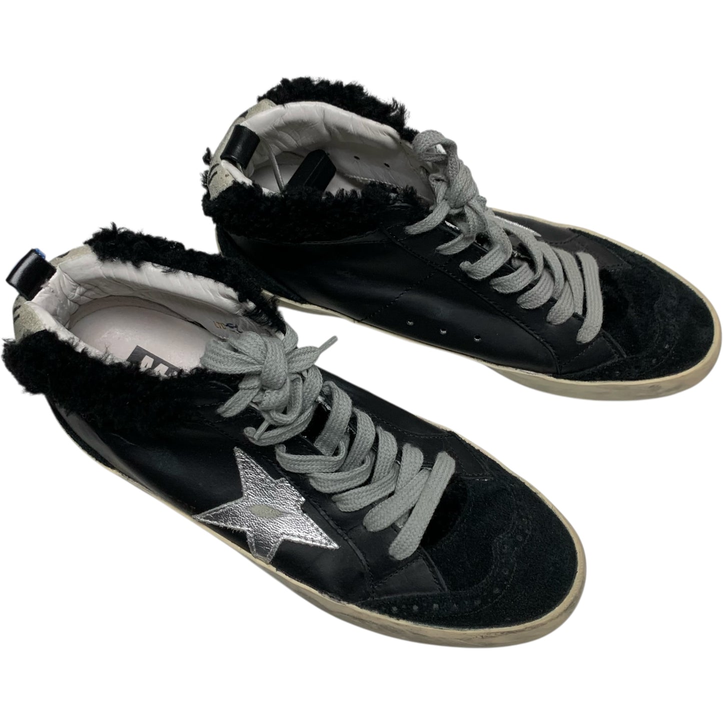 Shoes Luxury Designer By Golden Goose In Black & Silver, Size: 7.5