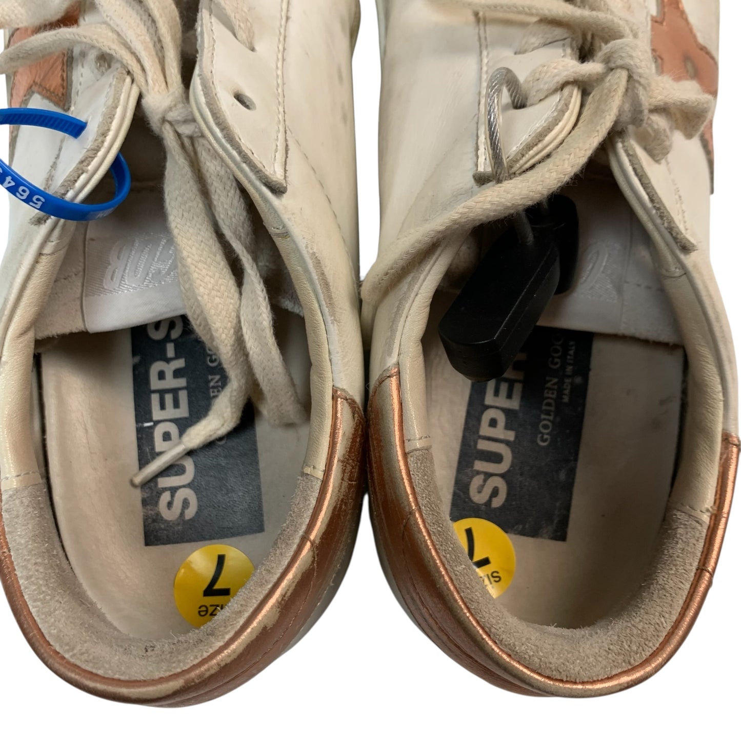 Shoes Luxury Designer By Golden Goose In Pink & White, Size: 7