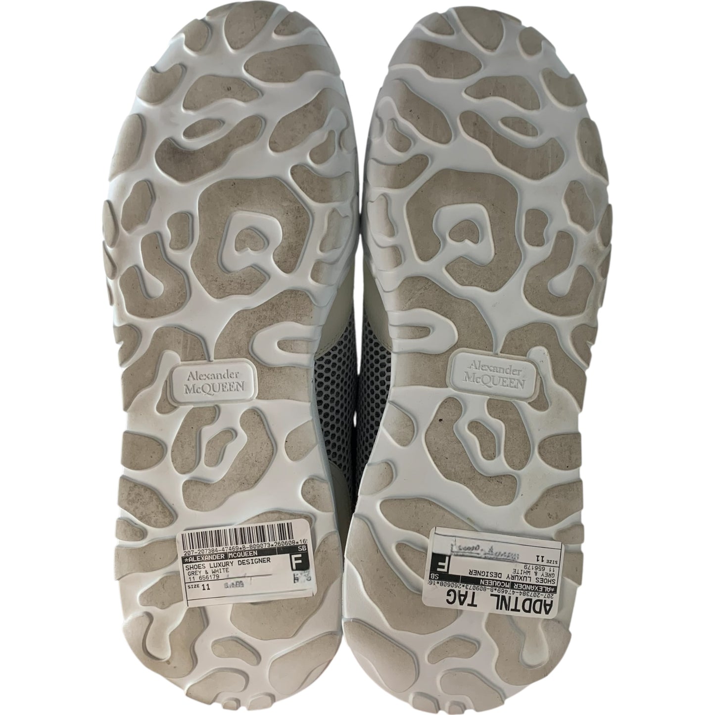 Shoes Luxury Designer By Alexander Mcqueen In Grey & White, Size: 11