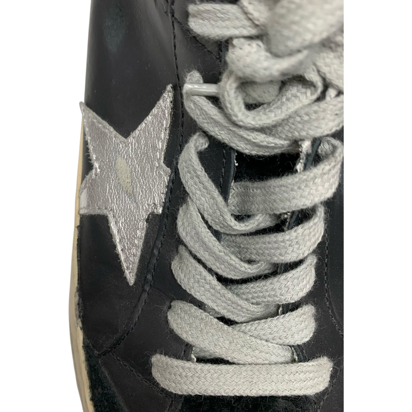Shoes Luxury Designer By Golden Goose In Black & Silver, Size: 7.5