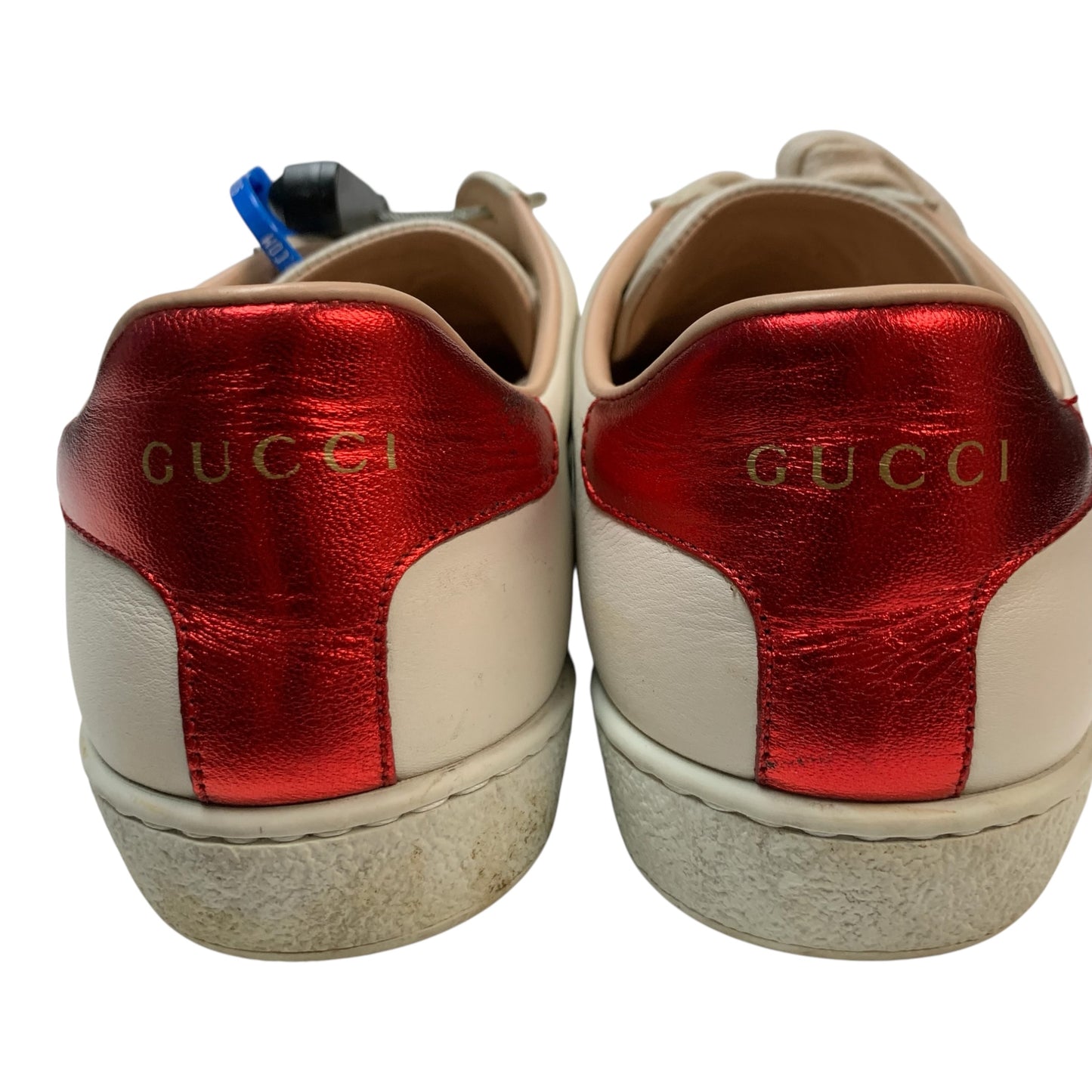 Shoes Luxury Designer By Gucci In Red & White, Size: 6