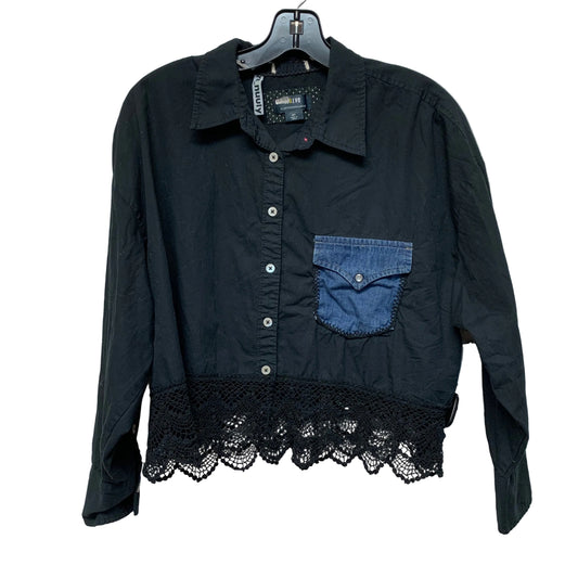 Top Long Sleeve By Maeve In Black & Blue, Size: Mp
