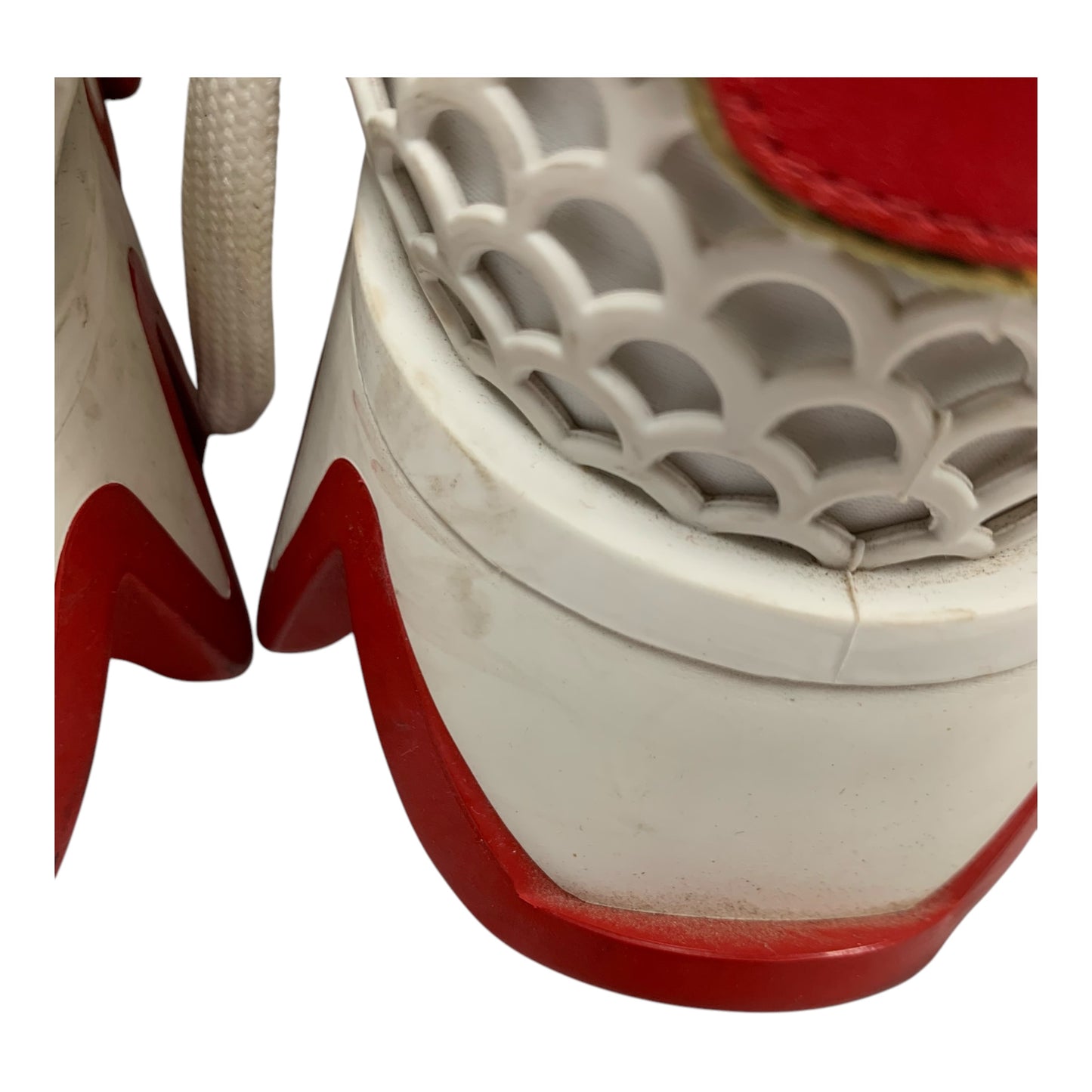 Shoes Luxury Designer By Christian Louboutin In Red & White, Size: 6