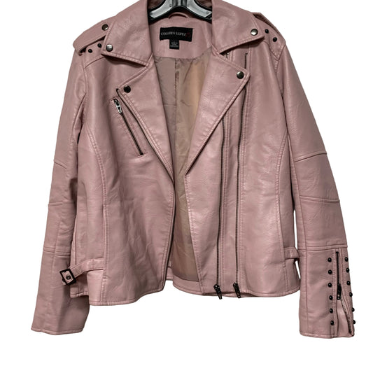 Jacket Moto By Colleen Lopez In Pink, Size: L