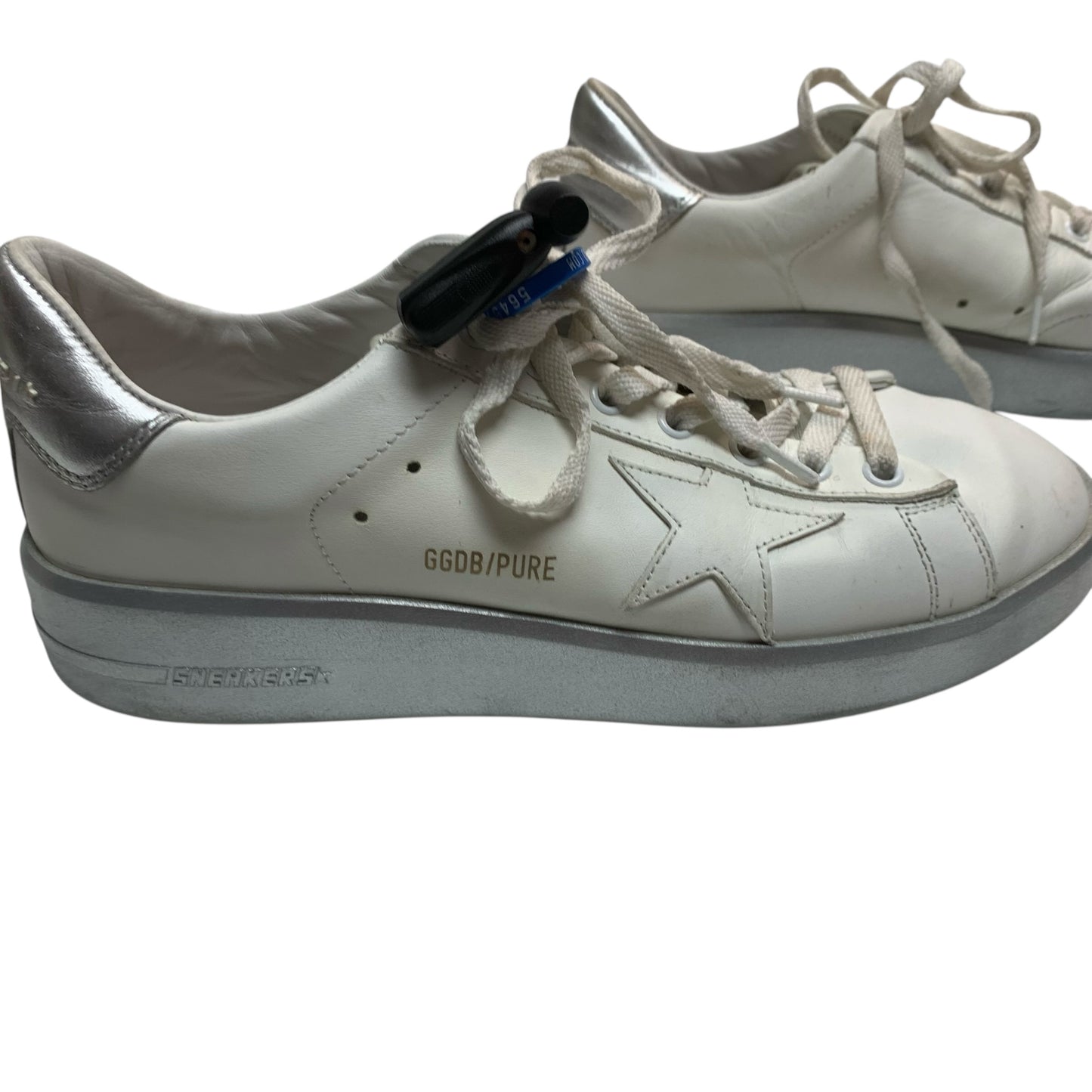 Shoes Luxury Designer By Golden Goose In Silver & White, Size: 9