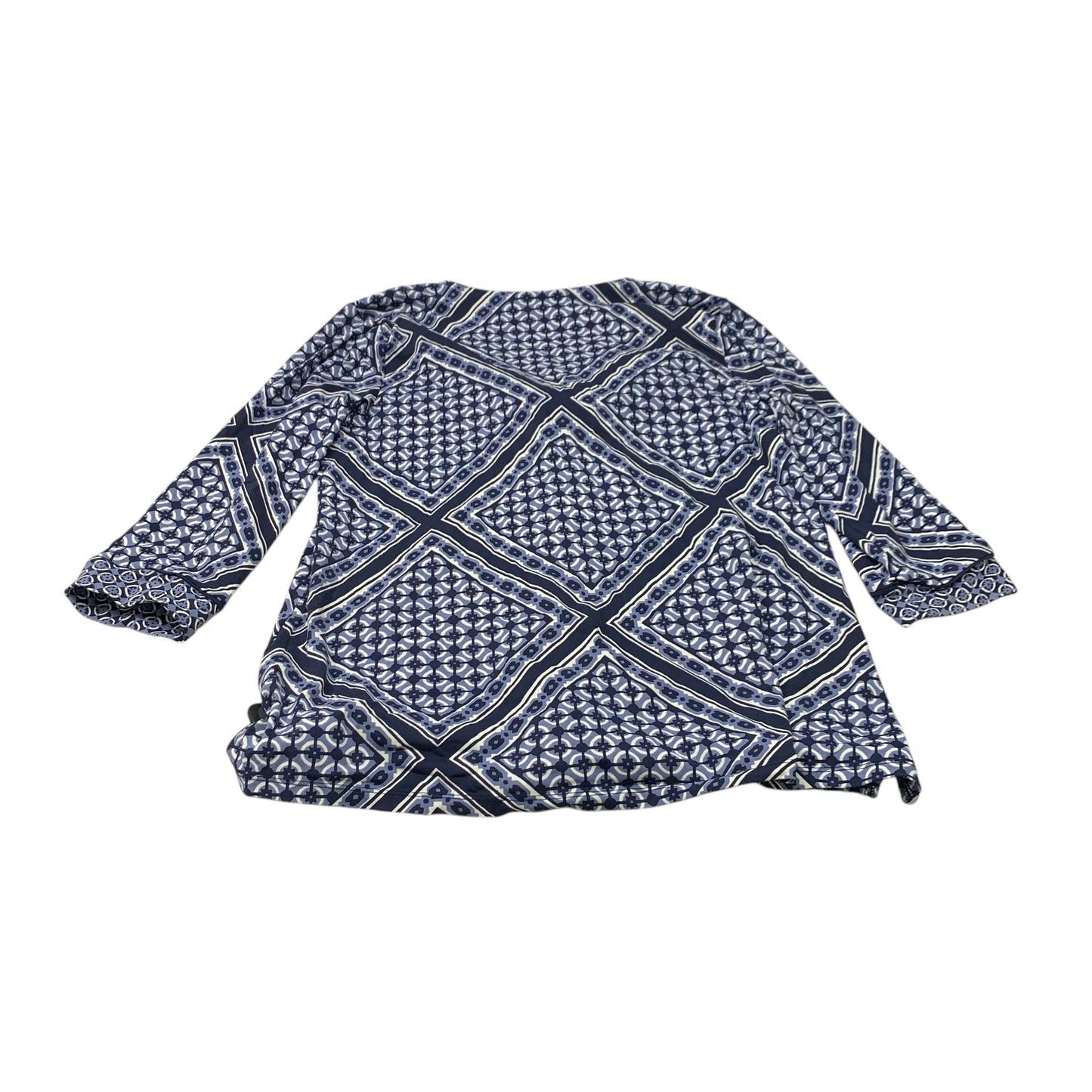 Top 3/4 Sleeve By Charter Club In Blue & White, Size:M