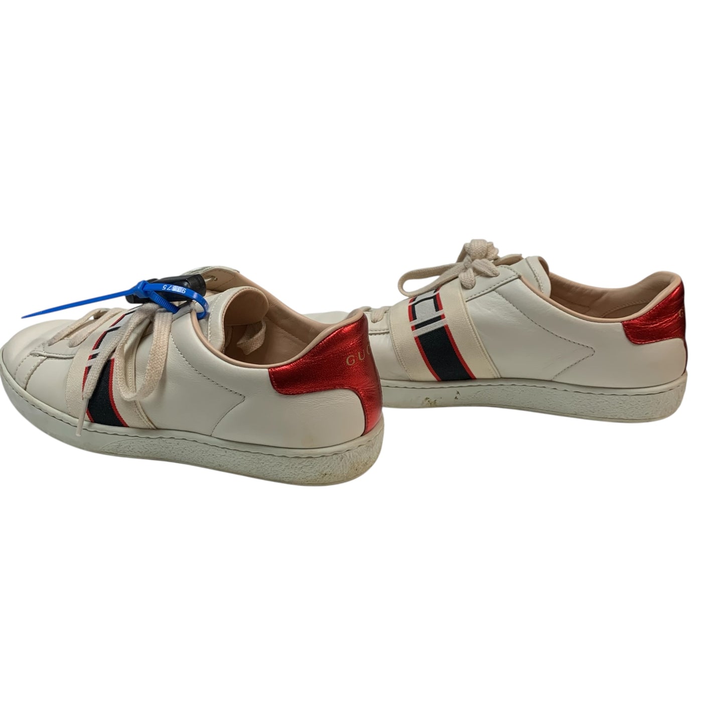 Shoes Luxury Designer By Gucci In Red & White, Size: 6