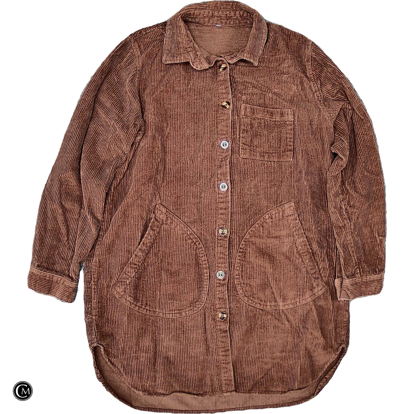 Jacket Shirt By Clothes Mentor In Brown, Size: M image 1