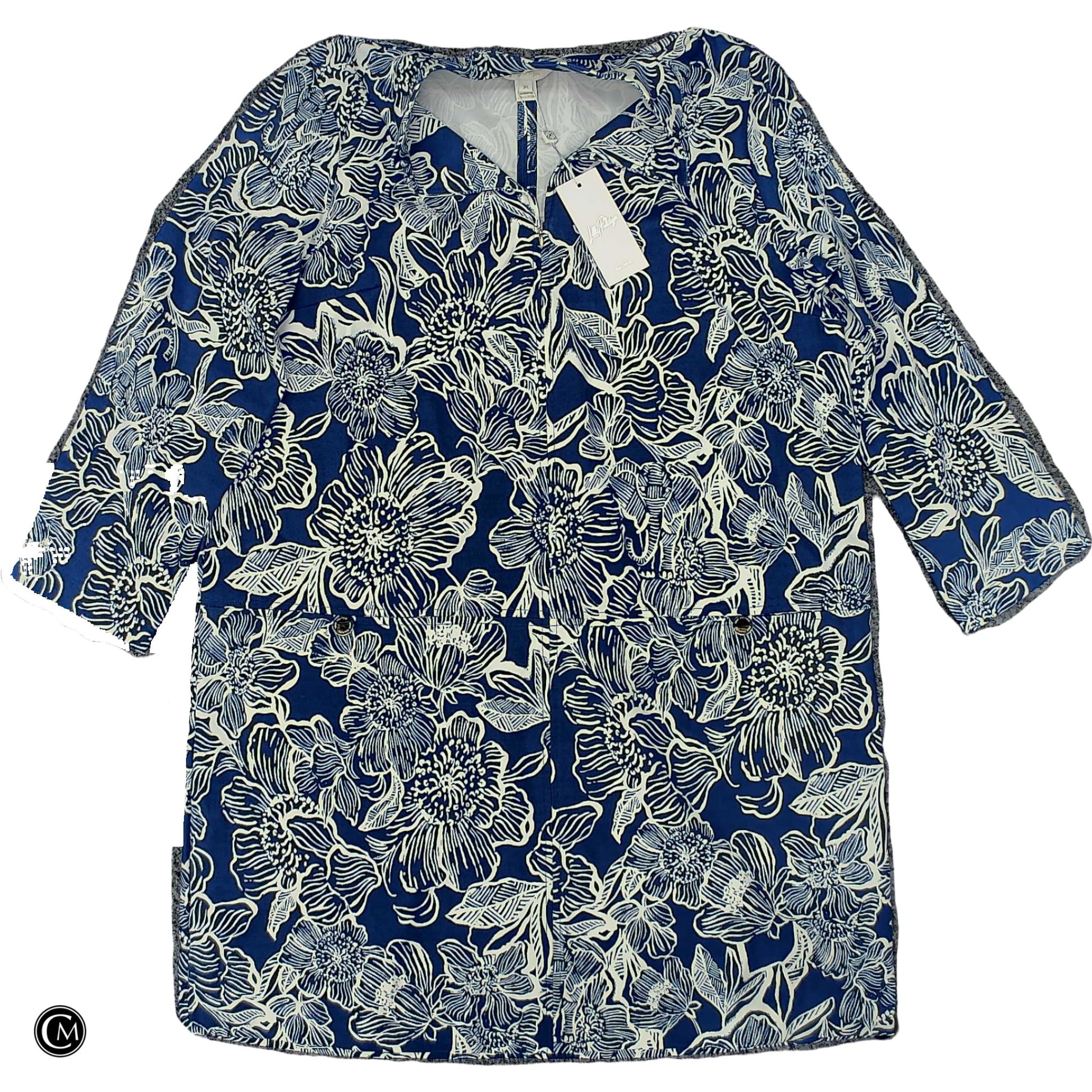 Dress Designer By Lilly Pulitzer In Blue & White, Size: Xl image 1